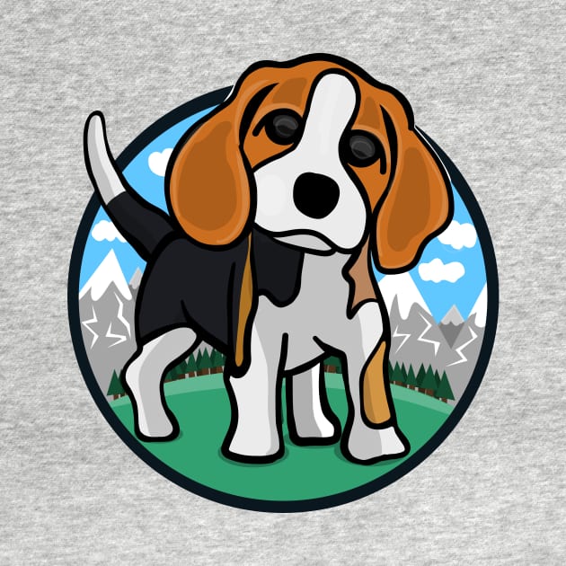 Adorable Beagle Puppy in Nature by Ina